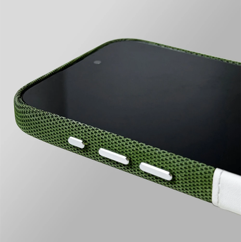 Protective women's leather MagSafe iPhone case. Shockproof phone cover with card holder.