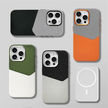 Premium leather women's iPhone case with MagSafe & card holder. Anti-slip, protective phone cover.