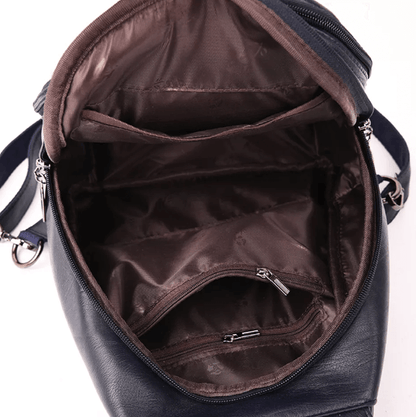 Sophisticated women's leather backpack, water-resistant for all weather conditions.