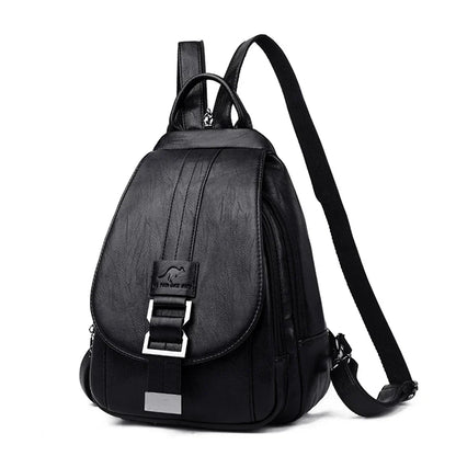 Fashionable women's sheepskin leather backpack, water-resistant & anti-theft.
