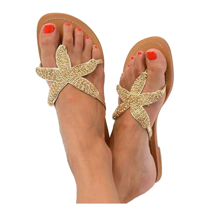 Gold Primrose slide sandals for women, combining comfort with elegant summer casual footwear.