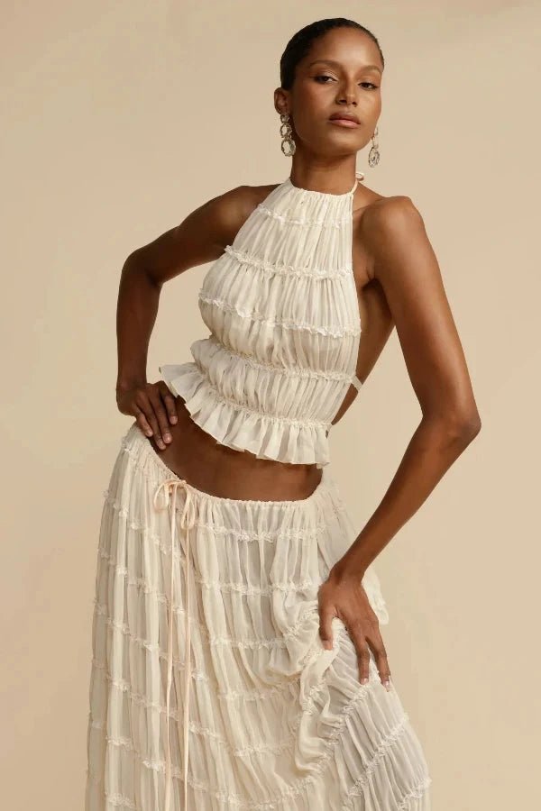 White Bliss women's printed lounge co-ord set. Stylish and comfortable leisurewear matching outfit.