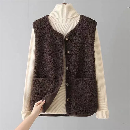 Women's Provence Comfort Vest, a versatile button-down layering top for cozy, everyday autumn & winter style.