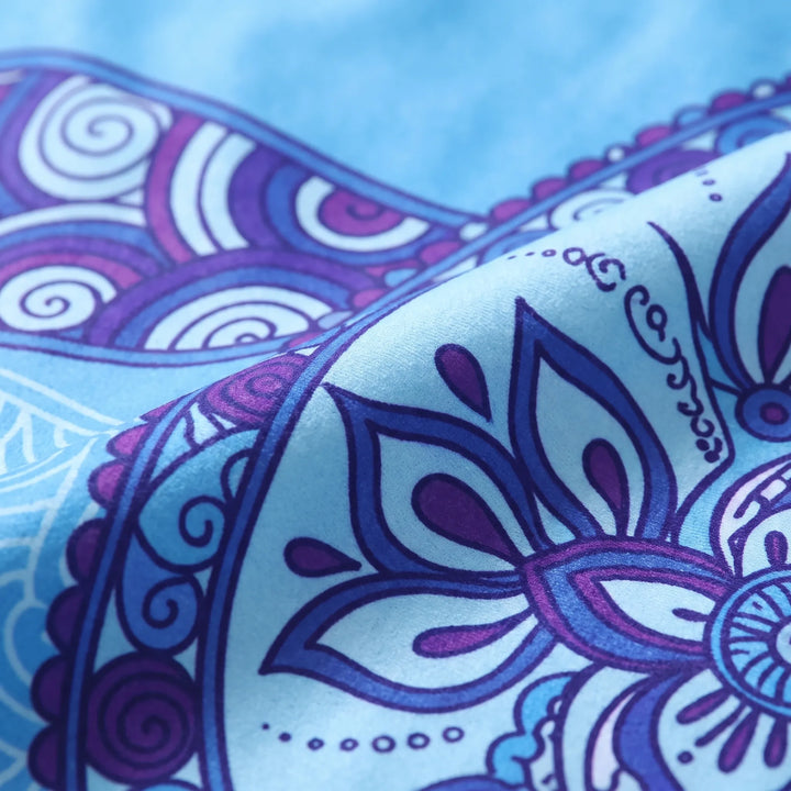 Tropical print women's hooded changing robe for privacy after swimming, surfing, or water sports.