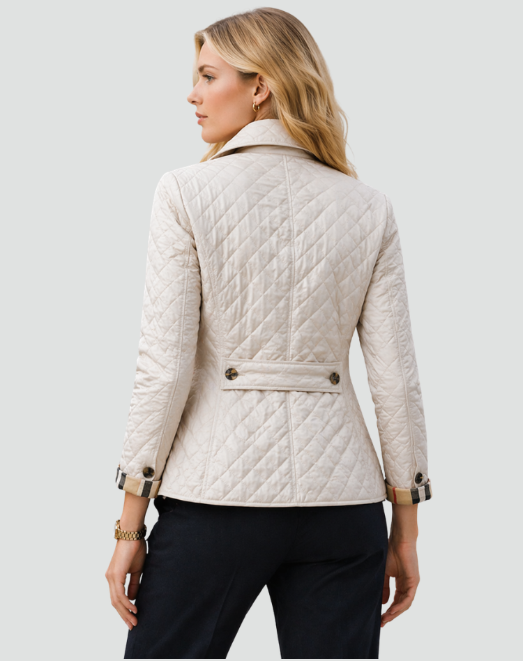 Practical & chic women's quilted jacket, ideal for casual wear, with structured collar & buttons.