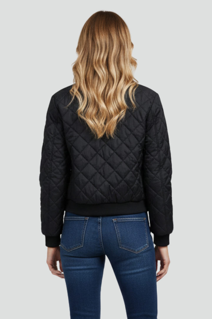 Cozy women's quilted zip jacket, perfect for casual everyday wear. Effortless style outerwear for fall & winter.