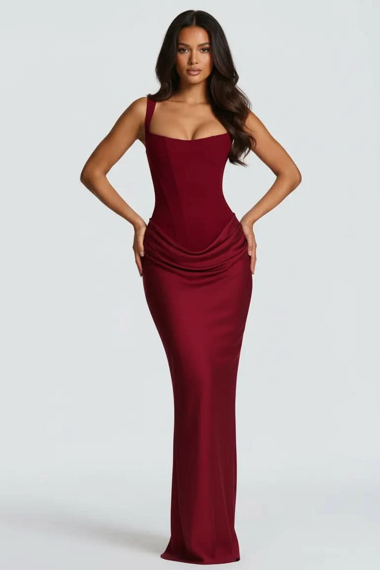 Elegant women's party midi dress, tailored for a flattering silhouette and versatile wear.