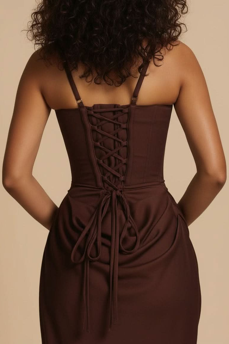 Chic women's tailored midi dress, a flattering option for cocktail parties & events.