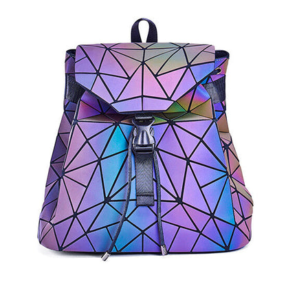 All-season women's luminous geometric backpack, a versatile color-changing fashion accessory.
