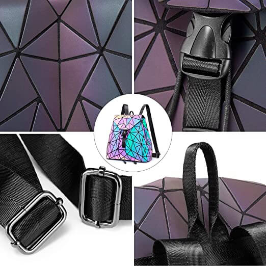 Versatile women's geometric luminous daypack, ideal for everyday use and unique style.