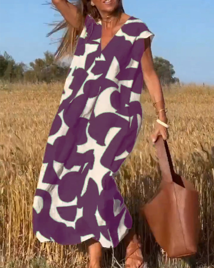 Comfortable printed dress for women, ideal for casual summer fashion and relaxed outings.