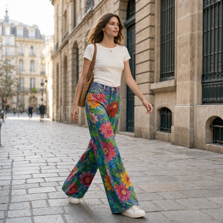 Stylish women's loose jeans, perfect for casual spring and summer fashion.