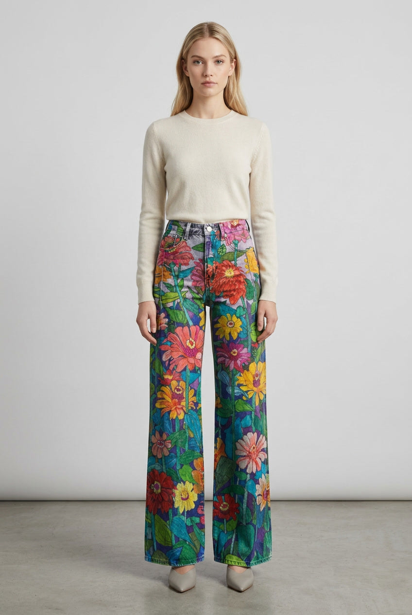 Side profile of trendy women's loose jeans, offering maximum comfort.