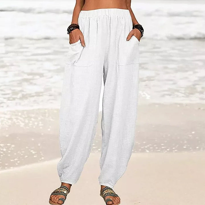 Women's relaxed fit beach harem pants, comfortable wide-leg design for summer fashion & casual wear.