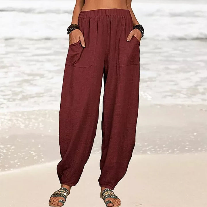 Women's loose fit beach harem pants, offering ultimate comfort and style for summer vacations.