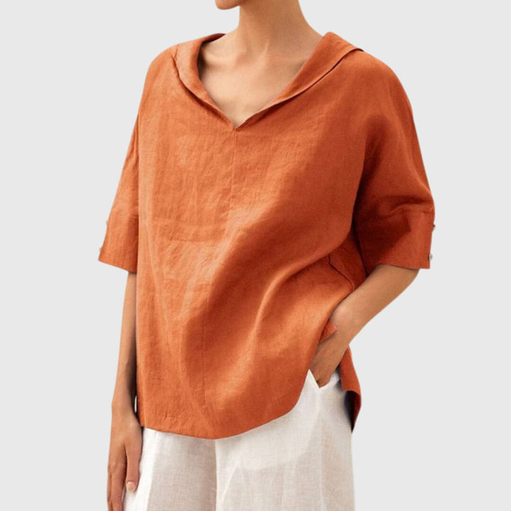 Soft women's relaxed fit blouse for casual wear, offering everyday comfort and a fashionable loose fit.
