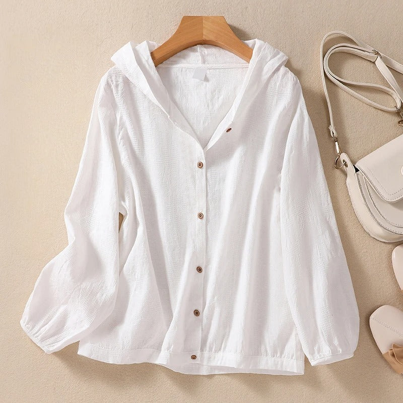 Women's relaxed fit breathable hoodie, lightweight & comfortable for everyday style.