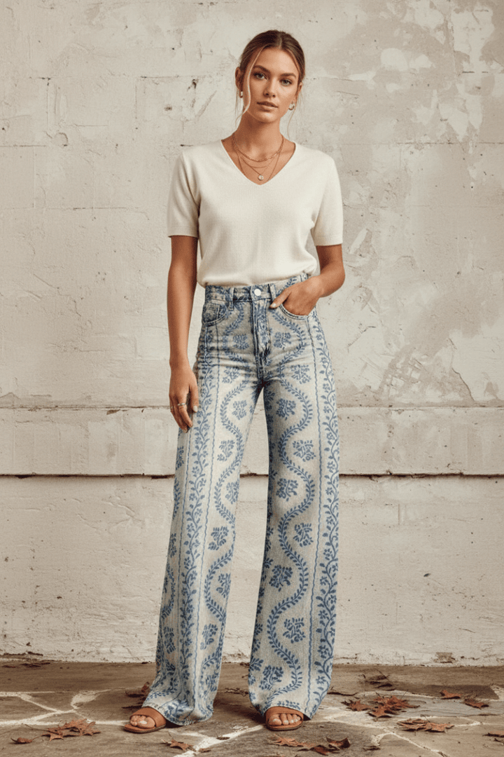 Women's relaxed fit jeans, light & breathable fabric for warm summer fashion.
