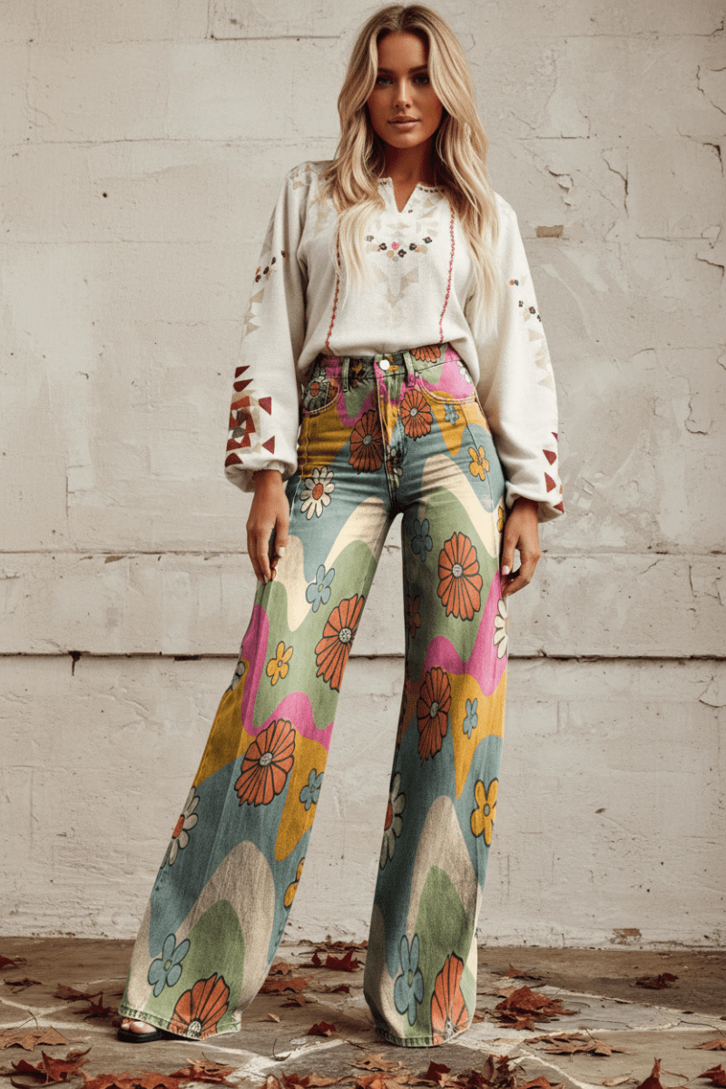 Casual women's summer jeans, with a comfortable loose fit & breathable design.