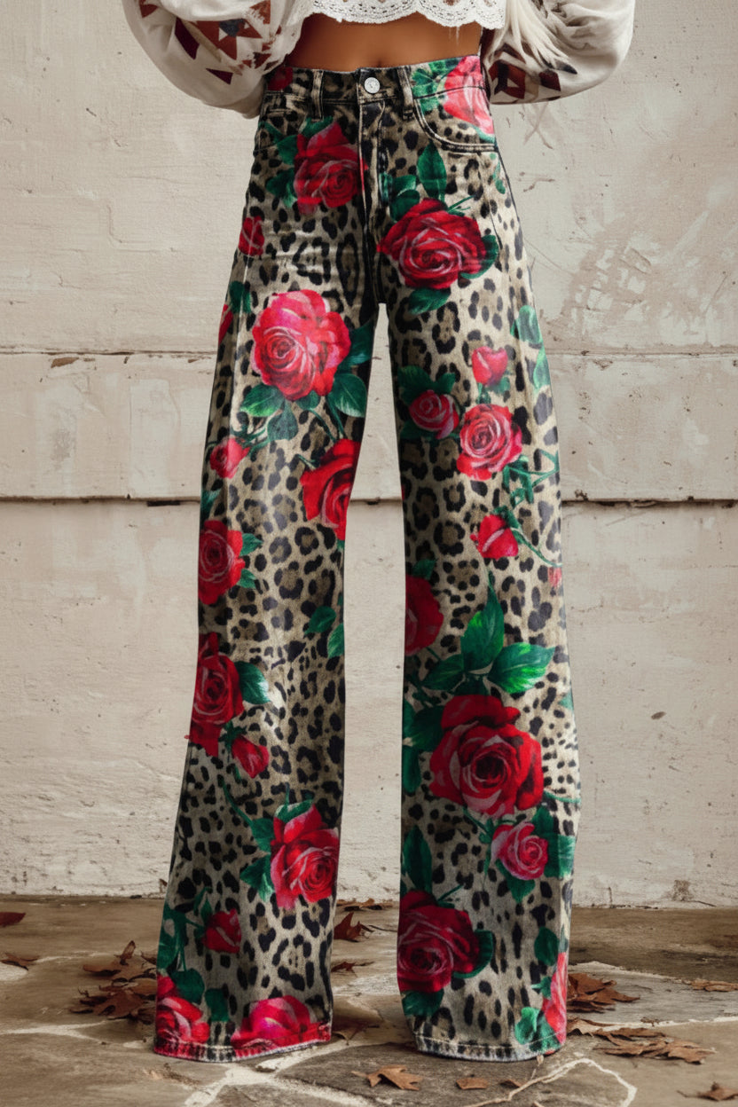 Trendy women's baggy jeans, providing a comfortable loose fit for summer style.