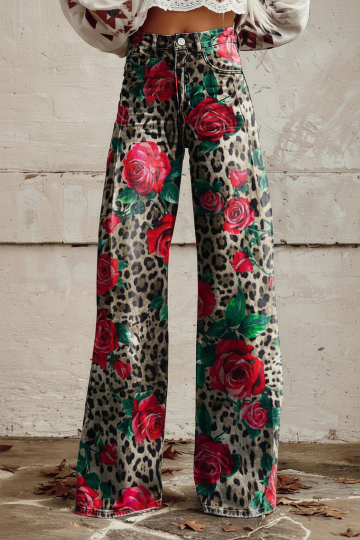 Trendy women's baggy jeans, providing a comfortable loose fit for summer style.