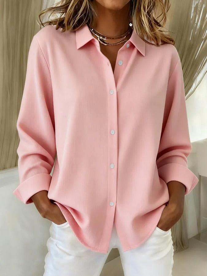 Stylish long sleeve women's blouse, a versatile button-down shirt for casual outings or professional office wear.