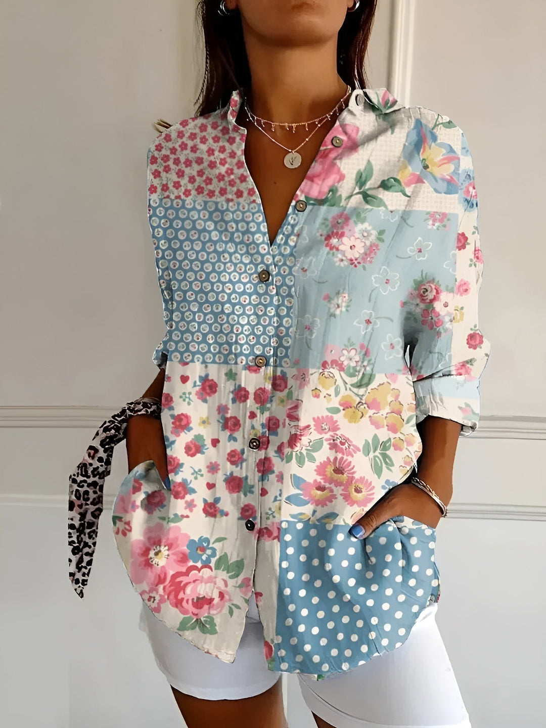 Stylish women's versatile blouse shirt, comfortable long-sleeve, relaxed fit top for everyday style.
