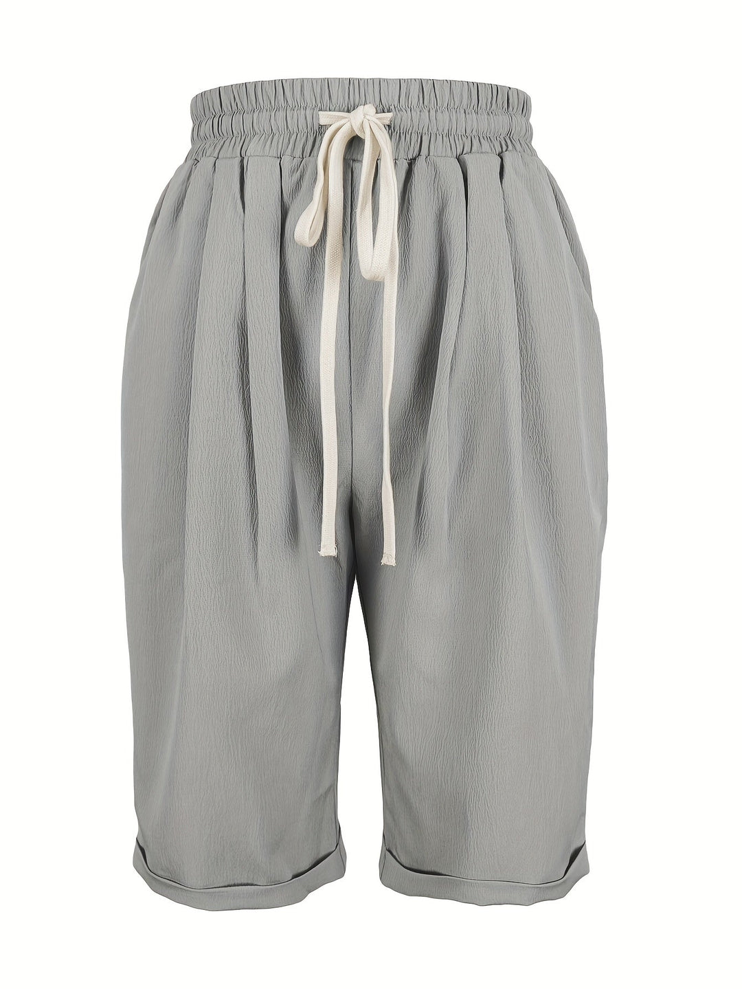 Women's pull-on capri trousers, relaxed fit, elastic waist, ideal for comfortable warm weather casual wear.