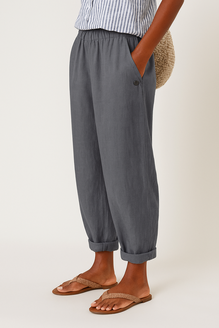 Relaxed fit women's travel ankle pants, lightweight & comfortable for casual summer adventures.