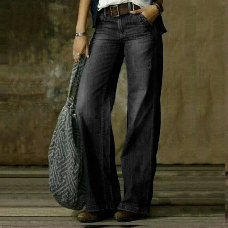 Comfortable women's relaxed fit jeans. Versatile everyday wear, ideal for casual fashion & all-day style.