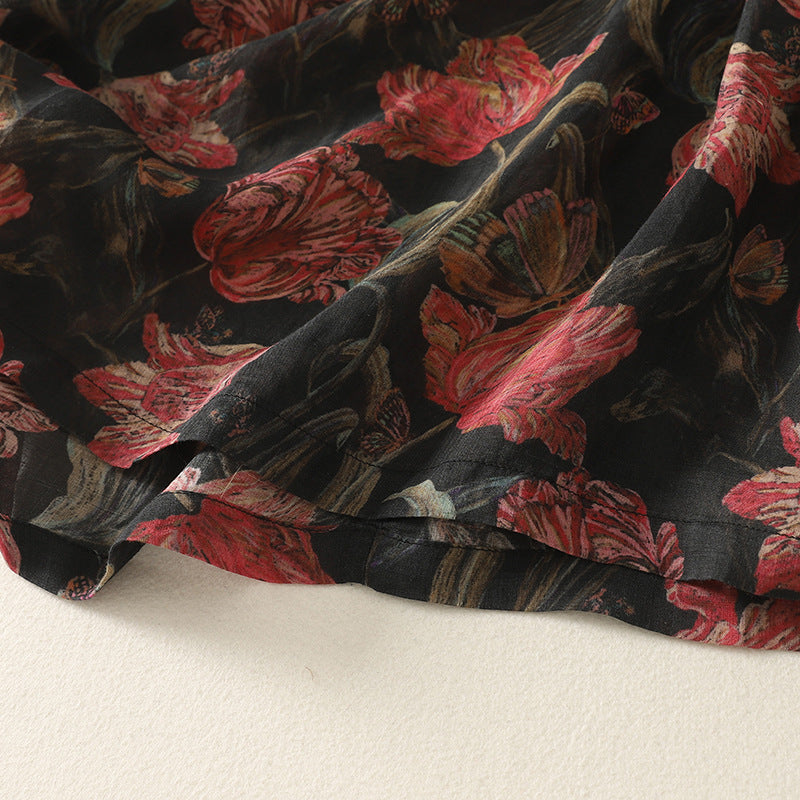 Stylish women's floral button-front midi dress. Relaxed fit design, perfect for spring & summer fashion.