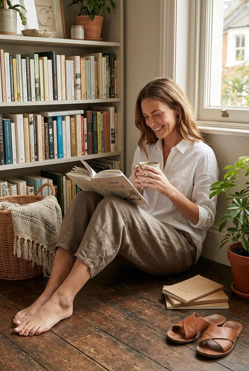 Comfortable pull-on women's linen pants, relaxed fit for leisure & casual everyday style.