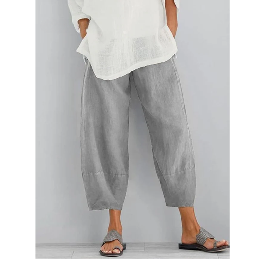 Soft, flowy women's relaxed fit linen pants, designed for ultimate comfort and casual summer style.