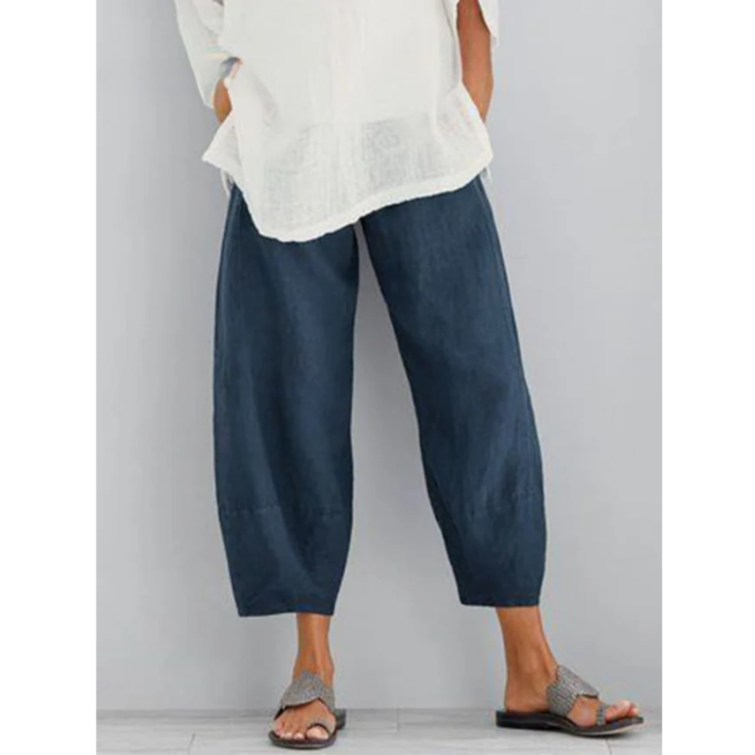 Effortlessly comfortable women's relaxed fit linen pants, perfect for leisure, summer, & casual style.