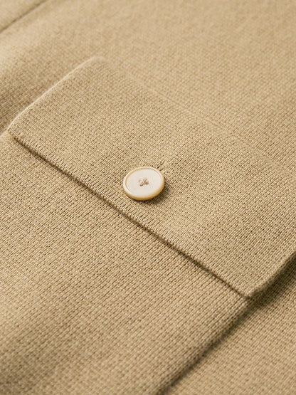 Chic women's relaxed fit polo cardigan, perfect for a cozy yet fashionable casual look. Comfortable and versatile.