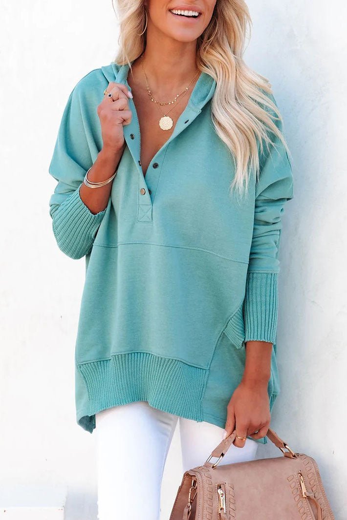 Everyday women's longline tunic hoodie. Relaxed fit pullover sweatshirt, blending style & comfort.