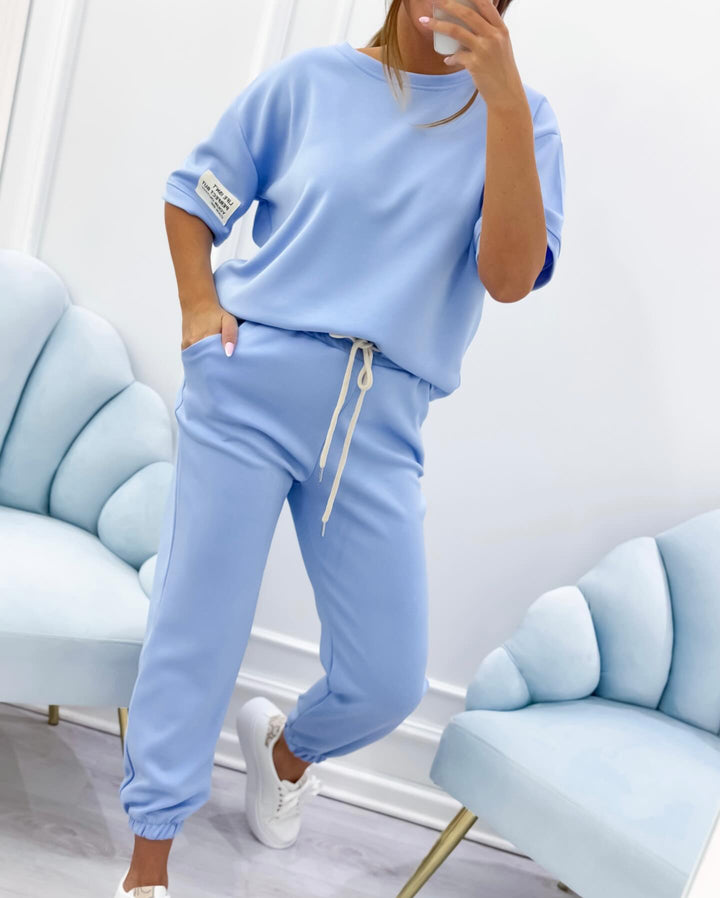 Soft women's short sleeve lounge set, offering ultimate comfort for leisure and relaxed everyday wear.