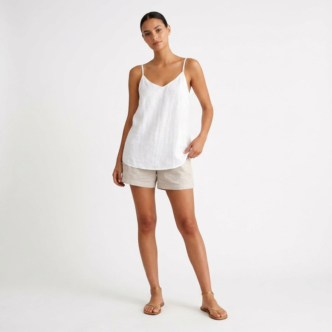 Womenswear relaxed fit spaghetti strap tank, essential for warm weather style.