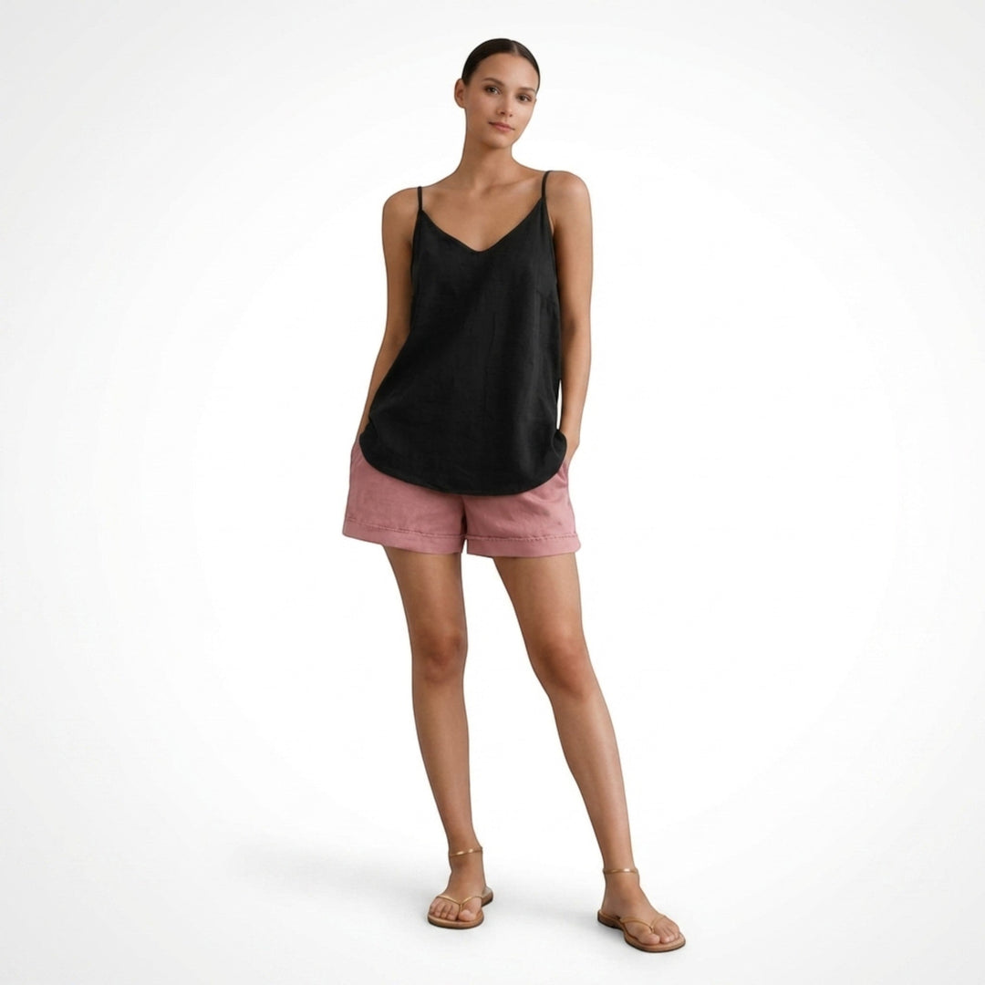 Chic women's relaxed fit spaghetti strap top, ideal for casual outings.