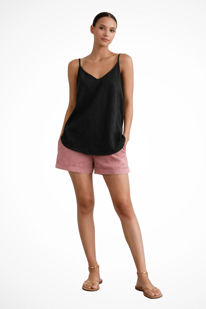 Lightweight women's relaxed spaghetti strap tank top. Essential casual wear for summer vacations & daily style.