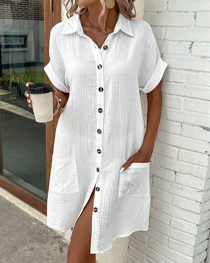 Comfortable women's relaxed fit summer dress, perfect for breezy everyday style and vacation comfort.