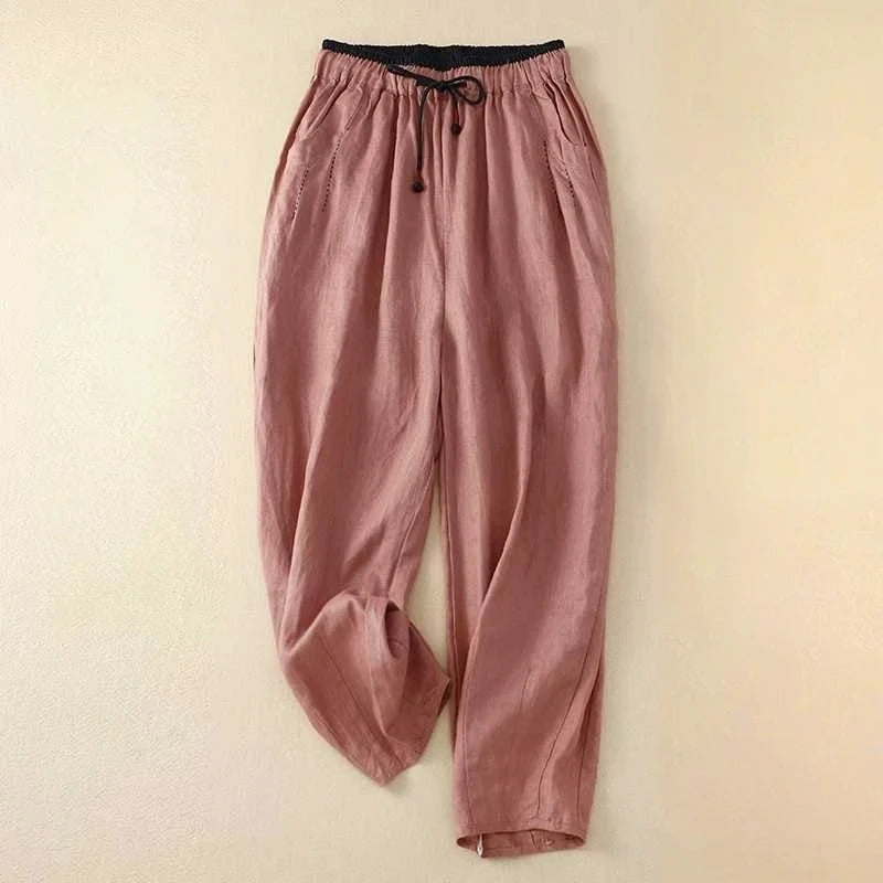 Comfortable women's relaxed fit pants; airy, wide-leg summer trousers. Perfect for effortless everyday style.