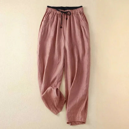 Comfortable women's relaxed fit pants; airy, wide-leg summer trousers. Perfect for effortless everyday style.