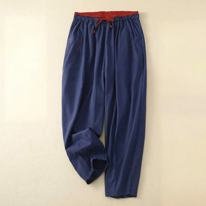 Trendy women's high-waist relaxed fit summer trousers. Wide leg design for comfortable, stylish casual bottoms.