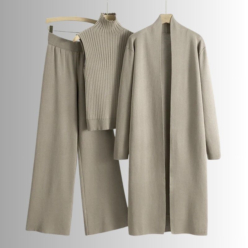 Women's relaxed fit three piece loungewear set in a comfortable, breathable fabric, perfect for casual wear.