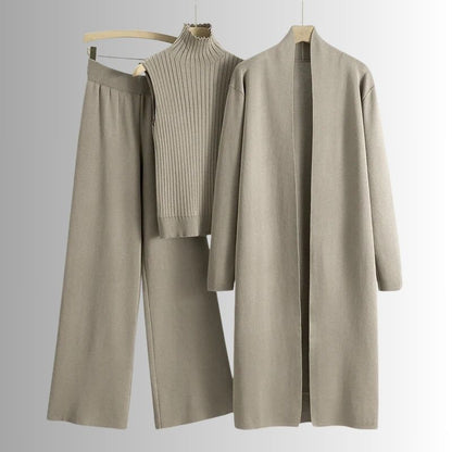 Women's relaxed fit three piece loungewear set in a comfortable, breathable fabric, perfect for casual wear.