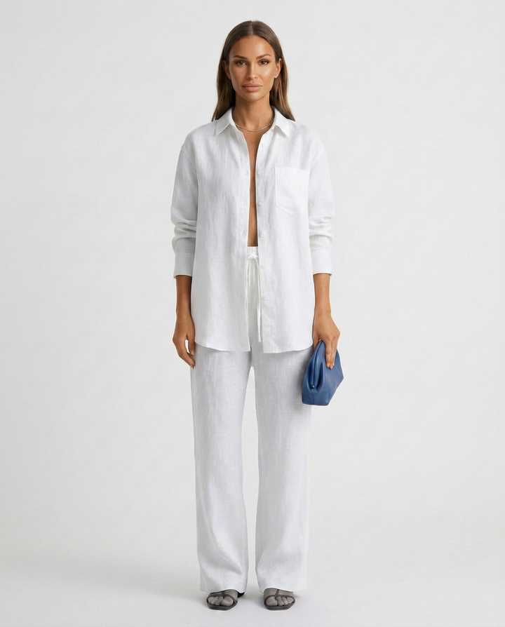 Women's comfortable two-piece outfit, a relaxed lounge set in a vibrant blue color.