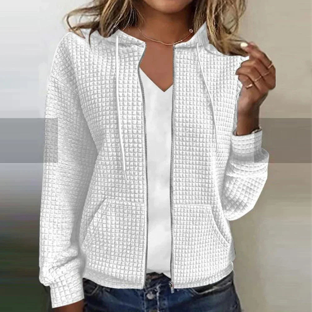 Soft women's comfort jacket with a relaxed fit and full zip. Essential casual layering piece for everyday style.