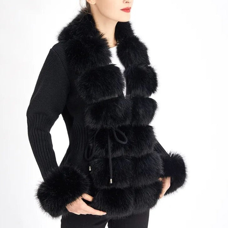 Comfy women's relaxed fit plush cardigan sweater, essential cozy outerwear for fall & winter.
