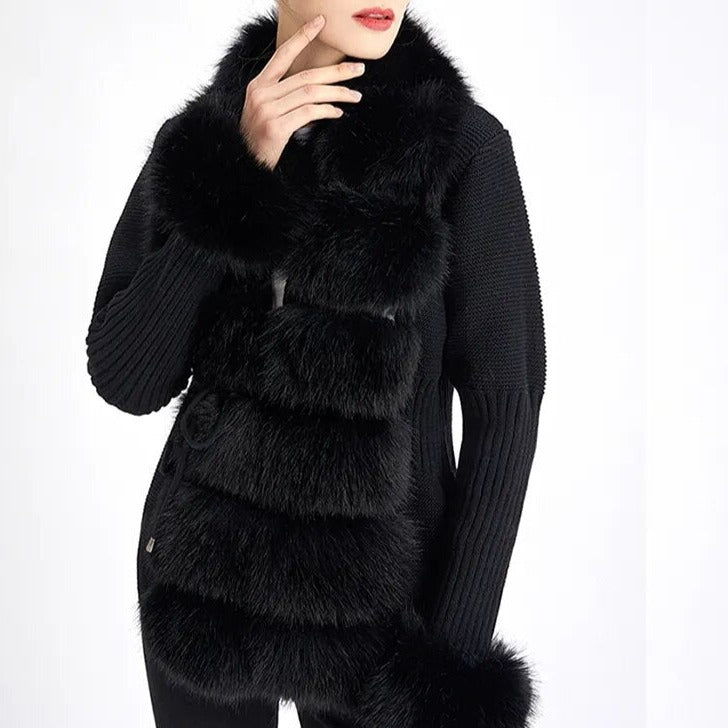 Stylish women's relaxed fit plush cardigan sweater, a versatile top for cozy winter outfits.